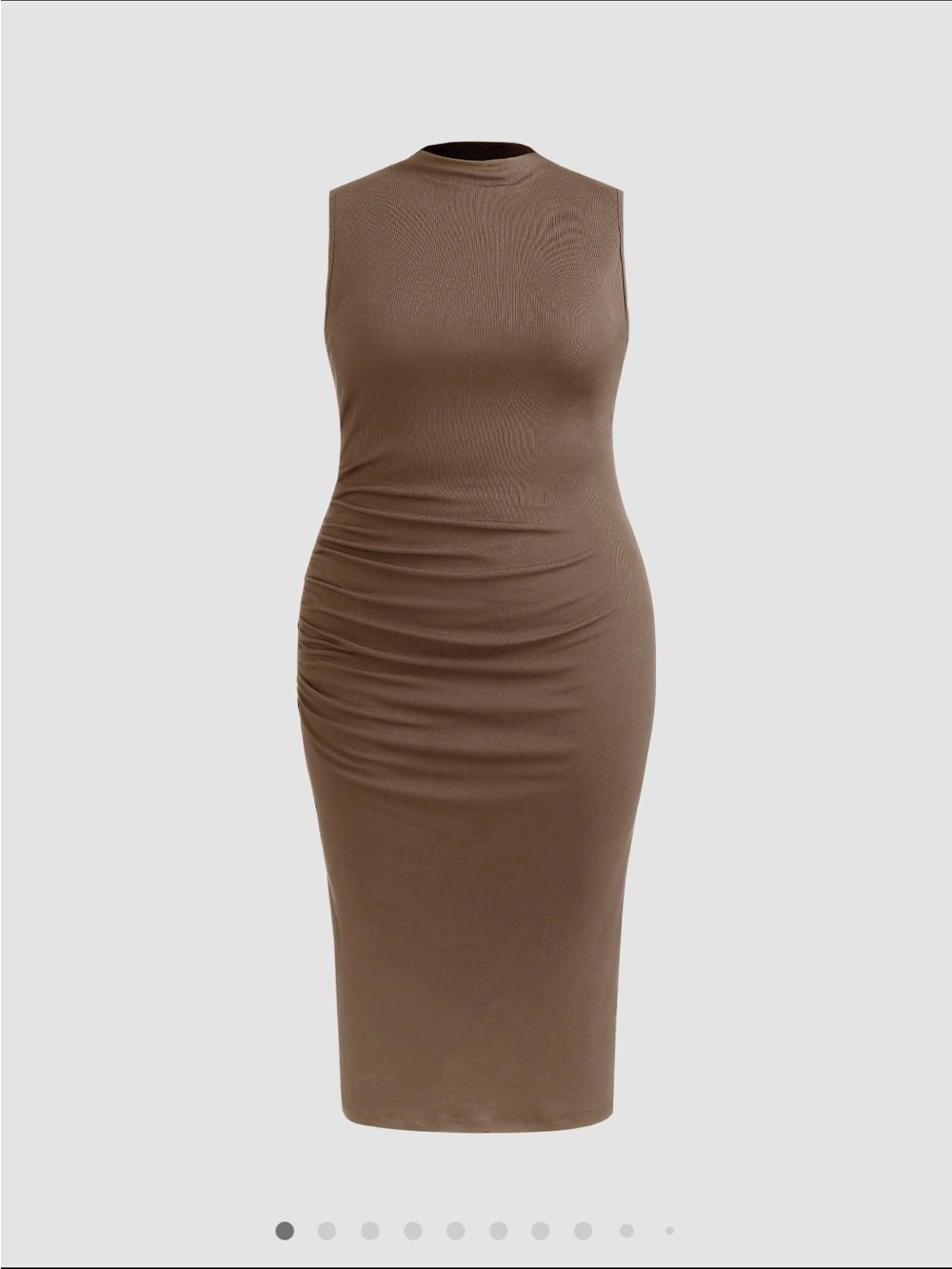 HIGH NECK RUCHED MIDI DRESS CURVE & PLUS